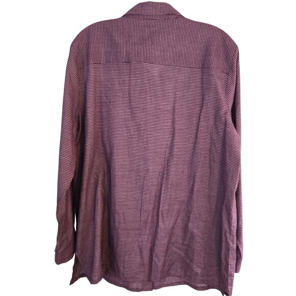 Haland Men's Shirt Large L Dress Button Down Maroon Checked Top - Picture 7 of 8